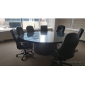 89" Round Espresso Boardroom Table with 2pc Glass Surface